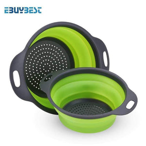 Foldable Silicone Colander Fruit Vegetable Washing Drain Strainer Basket Strainer Collapsible Colander With Handle Kitchen Tools