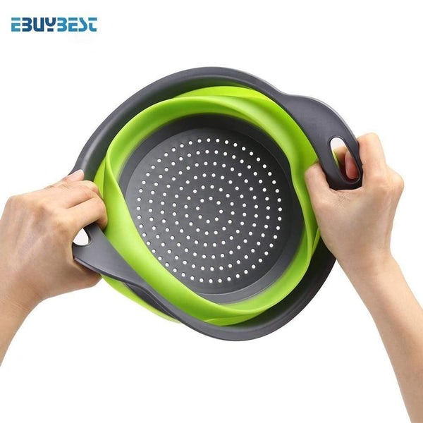Foldable Silicone Colander Fruit Vegetable Washing Drain Strainer Basket Strainer Collapsible Colander With Handle Kitchen Tools