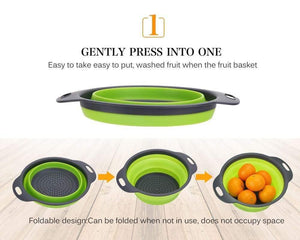 Foldable Silicone Colander Fruit Vegetable Washing Drain Strainer Basket Strainer Collapsible Colander With Handle Kitchen Tools