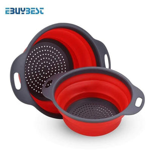 Foldable Silicone Colander Fruit Vegetable Washing Drain Strainer Basket Strainer Collapsible Colander With Handle Kitchen Tools