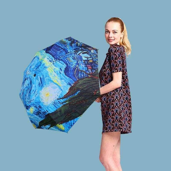 Planet Gates Folding Umbrella Female Windproof Paraguas Van Gogh Oil Painting Umbrella Rain Women Quality Umbrellas UBY01