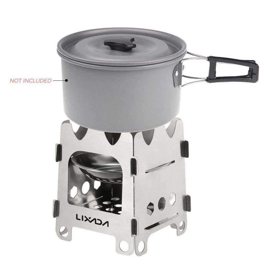 Folding Wood Stove Outdoor Camping Stove With Alcohol Tray Ultralight Stainless Steel Pocket Burner For Picnic Hiking