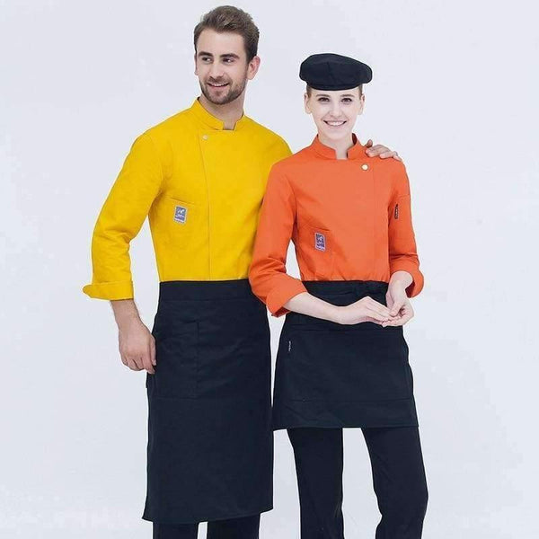 Planet Gates Food Service Long Sleeve Chef Jacket Professional Head Chef Uniform Restaurant Hotel Kitchen Grey Chef Uniform Chef Coat  B-6260