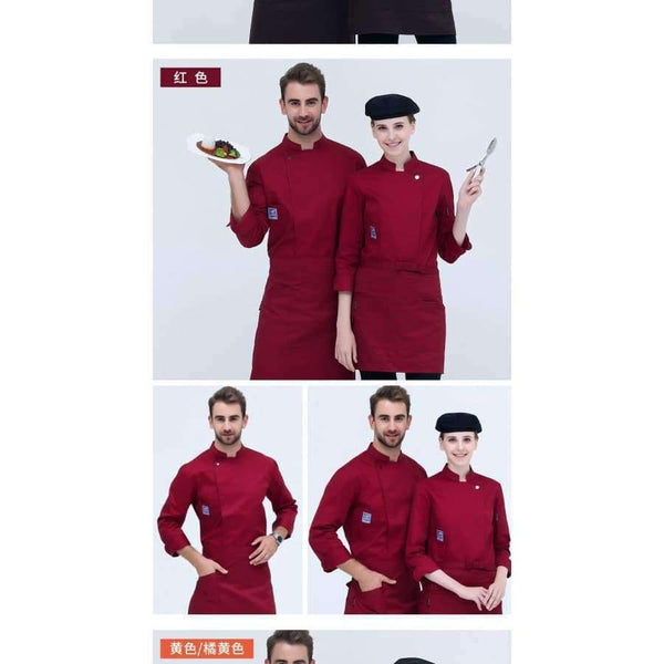 Planet Gates Food Service Long Sleeve Chef Jacket Professional Head Chef Uniform Restaurant Hotel Kitchen Grey Chef Uniform Chef Coat  B-6260