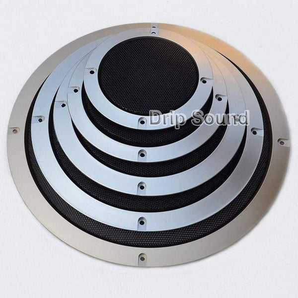 For 2"/3"/4"/5"/6.5"/8"/10" inch Car Audio Speaker Conversion Net Cover Decorative Circle Metal Mesh Grille #Silver+Black