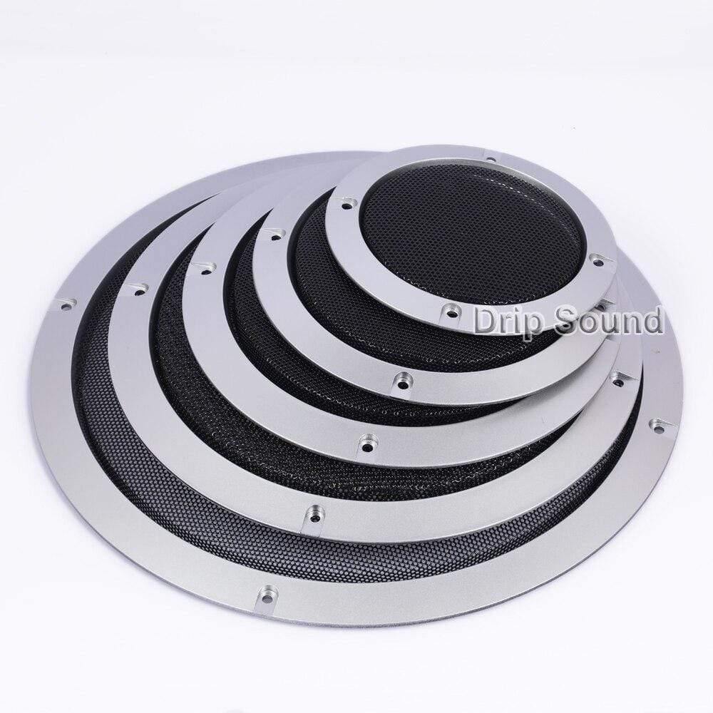 For 2"/3"/4"/5"/6.5"/8"/10" inch Car Audio Speaker Conversion Net Cover Decorative Circle Metal Mesh Grille #Silver+Black