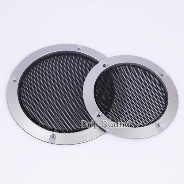 For 2"/3"/4"/5"/6.5"/8"/10" inch Car Audio Speaker Conversion Net Cover Decorative Circle Metal Mesh Grille #Silver+Black