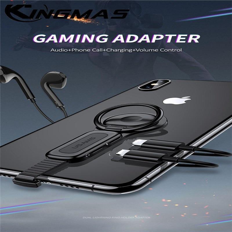 Planet Gates for 3.5mm Dual for lightning ring bracket adapter USAMS 3.5mm audio and charger phone holder 2A fast charging OTG adapter for iPhone iOS