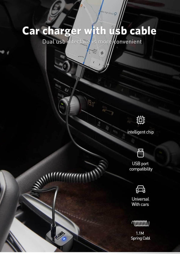 Planet Gates For Android USLION USB Car Charger For Samsung S9 Note 9 2.1A Phone Car-Charger With Micro Type C Cable For Xiaomi Huawei Adapter Cable