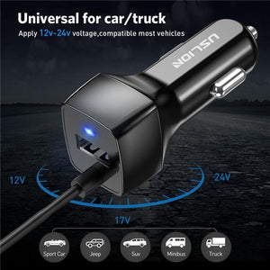 Planet Gates For Android USLION USB Car Charger For Samsung S9 Note 9 2.1A Phone Car-Charger With Micro Type C Cable For Xiaomi Huawei Adapter Cable