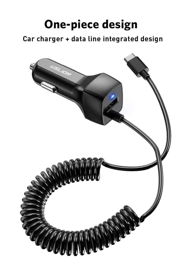 Planet Gates For Android USLION USB Car Charger For Samsung S9 Note 9 2.1A Phone Car-Charger With Micro Type C Cable For Xiaomi Huawei Adapter Cable