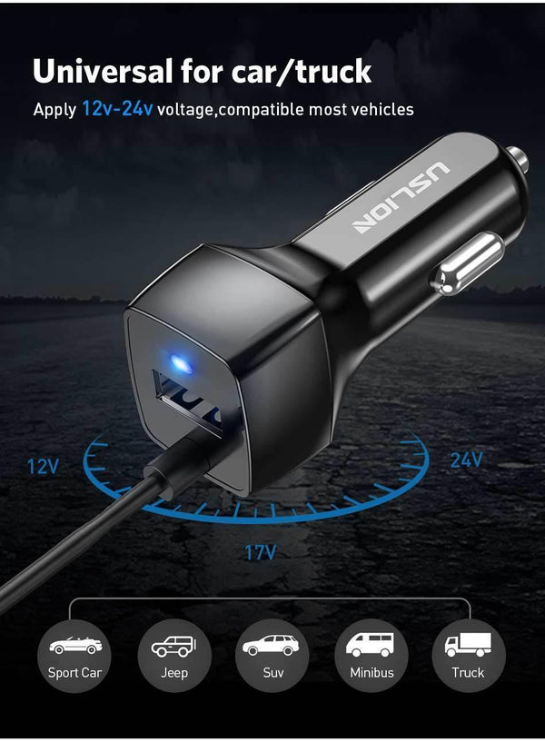 Planet Gates For Android USLION USB Car Charger For Samsung S9 Note 9 2.1A Phone Car-Charger With Micro Type C Cable For Xiaomi Huawei Adapter Cable