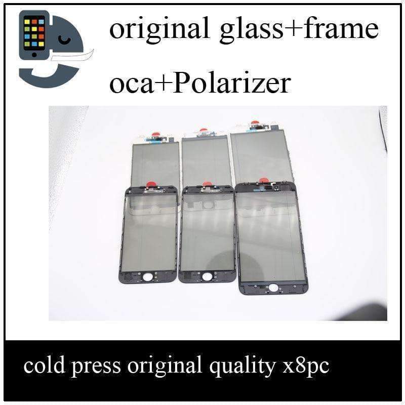 Planet Gates for i6 white black 8pcs Cold Press 4 in 1 Front Glass Lens with frame Polarizer OCA for iphone 8 8p plus 7 7plus 6 6s 5 5s Touch Panel Replacement