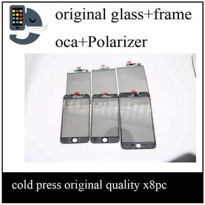 Planet Gates for i6 white black 8pcs Cold Press 4 in 1 Front Glass Lens with frame Polarizer OCA for iphone 8 8p plus 7 7plus 6 6s 5 5s Touch Panel Replacement