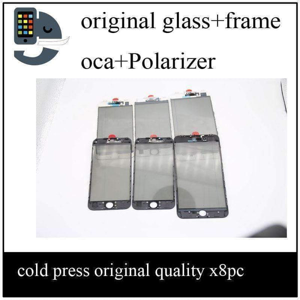 Planet Gates for i6 white black 8pcs Cold Press 4 in 1 Front Glass Lens with frame Polarizer OCA for iphone 8 8p plus 7 7plus 6 6s 5 5s Touch Panel Replacement