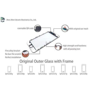 Planet Gates for i6 white black 8pcs Cold Press 4 in 1 Front Glass Lens with frame Polarizer OCA for iphone 8 8p plus 7 7plus 6 6s 5 5s Touch Panel Replacement