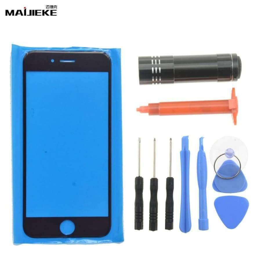 Planet Gates For i8 Black Touch Panel Outer Glass For iPhone 8 7 plus 6s 6 plus 5 5s Front Glass Lens Screen Replacement UV Glue Tools Set