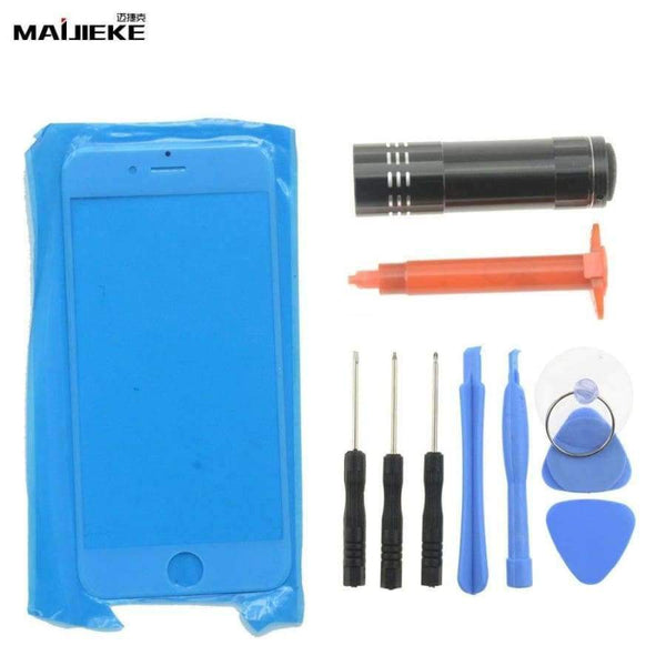 Planet Gates For i8 Black Touch Panel Outer Glass For iPhone 8 7 plus 6s 6 plus 5 5s Front Glass Lens Screen Replacement UV Glue Tools Set