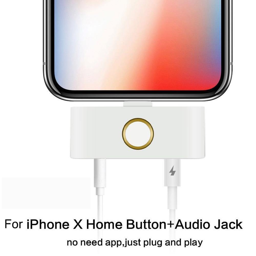Planet Gates For iPhone X XR XS MAX Home Button Audio Charger Adapter Home Key 3.5mm Earphone AUX Jack Audio Converter External HOME Button