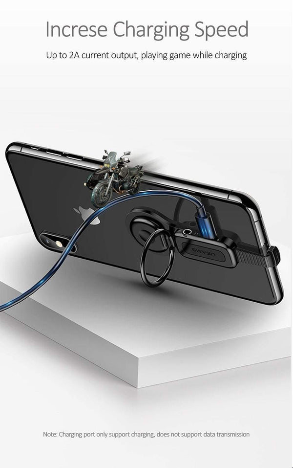 Planet Gates For Lightning to 3.5mm Audio Adapter With Finger Ring Holder Fast charging splitter for adaptador iphone 7 adapter earphone jack