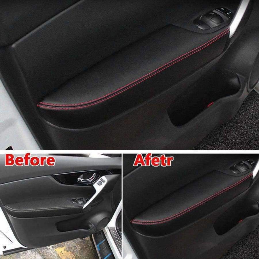 Planet Gates For Nissan Qashqai 2016 2017 Interior PU Door Armrest Surface Cover Trim Panel Guards Car Styling Accessories Protect Car Covers