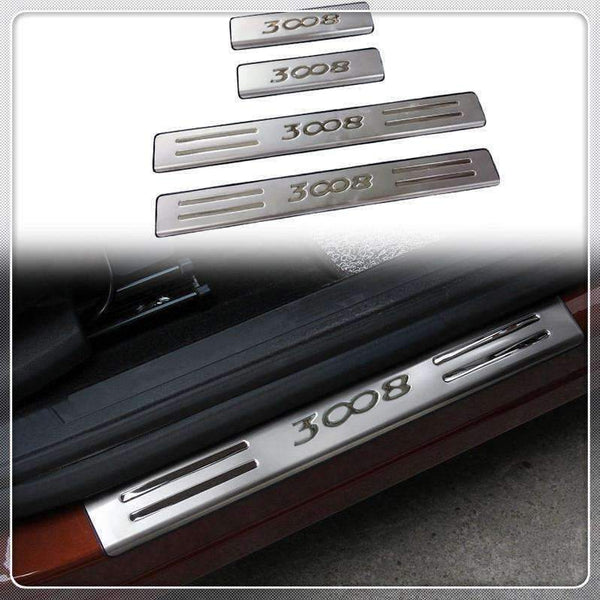 Planet Gates For PEUGEOT 3008 GT 2016 - 2018 Car styling Accessories Stainless Door Sill Scuff Plate Guards Protector Stickers Trim  4*