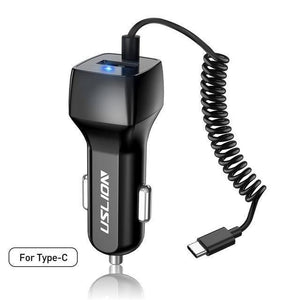 Planet Gates For Type C USLION USB Car Charger For Samsung S9 Note 9 2.1A Phone Car-Charger With Micro Type C Cable For Xiaomi Huawei Adapter Cable