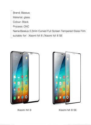 Planet Gates For Xiaomi 8 Baseus 0.3mm Thin Screen Protector For Xiaomi 8 8 SE 9H 7D Tempered Glass Full Coverage Protective Glass Film For Xiaomi 8 8SE