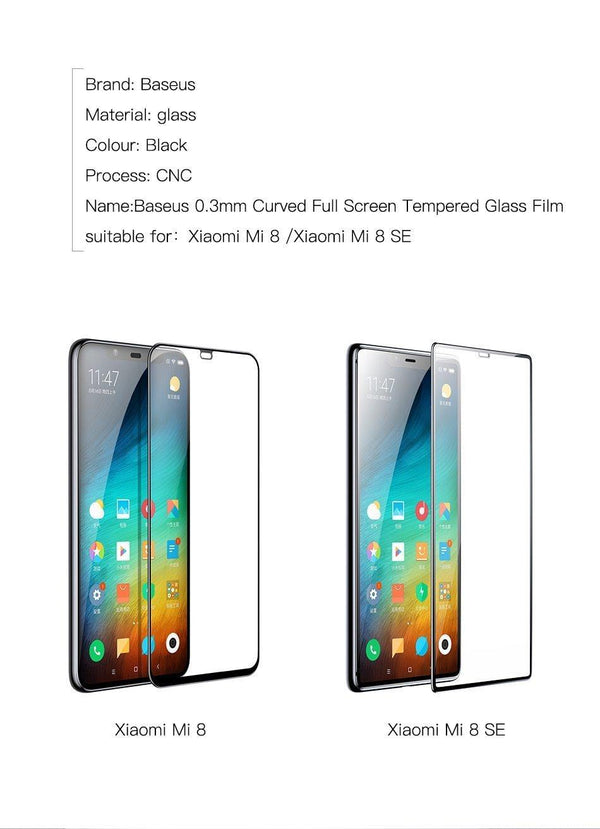 Planet Gates For Xiaomi 8 Baseus 0.3mm Thin Screen Protector For Xiaomi 8 8 SE 9H 7D Tempered Glass Full Coverage Protective Glass Film For Xiaomi 8 8SE