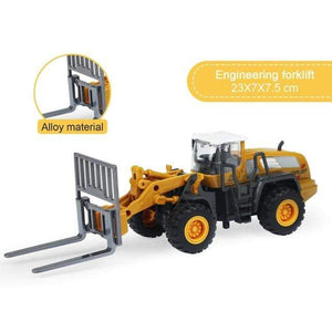 Planet Gates Forklift Alloy Engineering Vehicle Dump Truck Excavator Assembly Diecast Model Simulation Construction Cars Toys for Boys Children Gifts