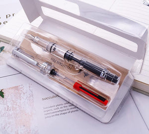 Planet Gates Fountain Pen Transparent Piston Wing Sung Ink Pen Iridium 0.38/0.5mm Gold Silver Clip with Gift Box Office Pen