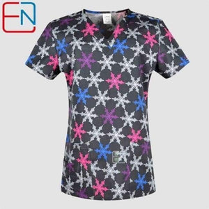 Planet Gates four hearts / XXS Women Scrub Top With V-Neck 100% Cotton Print Surgical Medical Uniforms Hospital Nurse Scrub Tops For Women