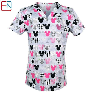 Planet Gates four hearts / XXS Women Scrub Top With V-Neck 100% Cotton Print Surgical Medical Uniforms Hospital Nurse Scrub Tops For Women