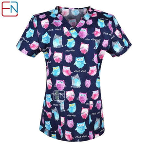 Planet Gates four hearts / XXS Women Scrub Top With V-Neck 100% Cotton Print Surgical Medical Uniforms Hospital Nurse Scrub Tops For Women