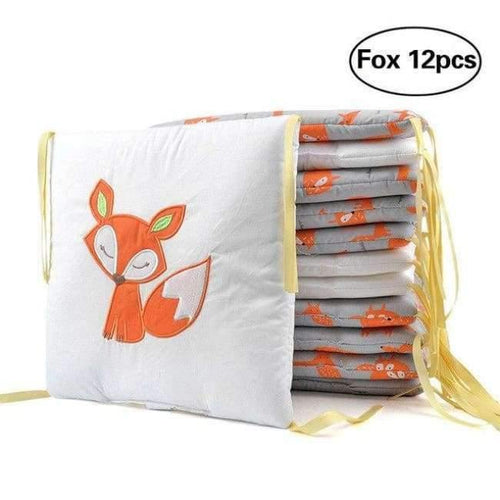 Planet Gates Fox 12pcs 6/12pcs Baby Bed Bumper Cotton Fox Elephant Bedding Set for Newborn Baby Crib Bumper Cot Bumper Protector Back Cushion Baby