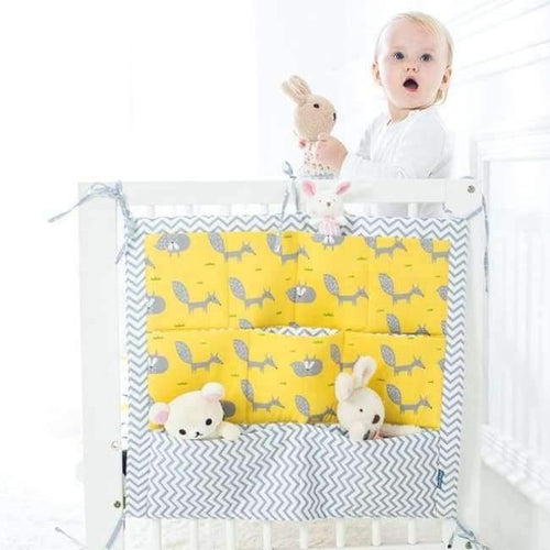 Planet Gates Fox Baby Bed Hanging Storage Bag Cotton Crib Organizer For Newborn Baby Bedding Set Cartoon Pattern Baby Cot Toy Diaper Pocket