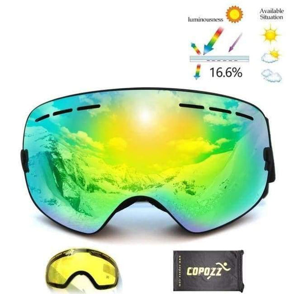 Planet Gates Frame Black 1 Ski Goggles Double Lens UV400 Anti Fog Unisex Snowboard Ski Glasses With Night Vision Ski Lens Snow Eyewear Adult