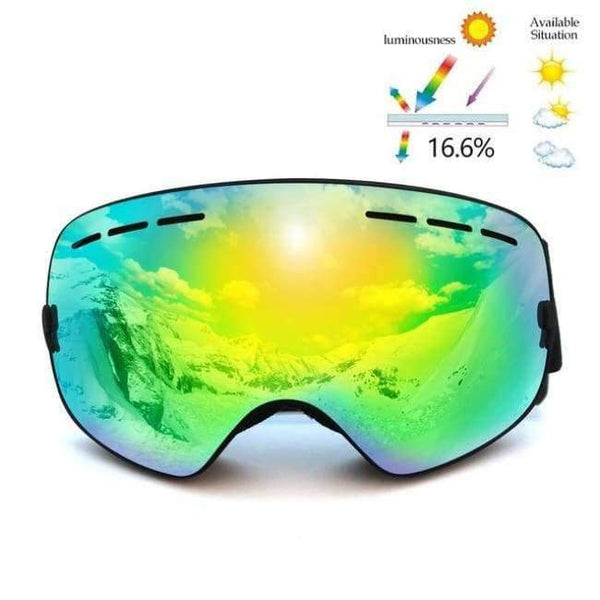 Planet Gates Frame Black Ski Goggles Double Lens UV400 Anti Fog Unisex Snowboard Ski Glasses With Night Vision Ski Lens Snow Eyewear Adult