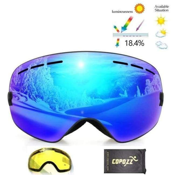 Planet Gates Frame black Ski Goggles Double Lens UV400 Anti Fog Unisex Snowboard Ski Glasses With Night Vision Ski Lens Snow Eyewear Adult