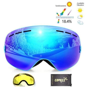Planet Gates Frame blue 1 Ski Goggles Double Lens UV400 Anti Fog Unisex Snowboard Ski Glasses With Night Vision Ski Lens Snow Eyewear Adult
