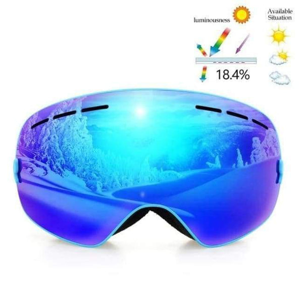 Planet Gates Frame blue Ski Goggles Double Lens UV400 Anti Fog Unisex Snowboard Ski Glasses With Night Vision Ski Lens Snow Eyewear Adult