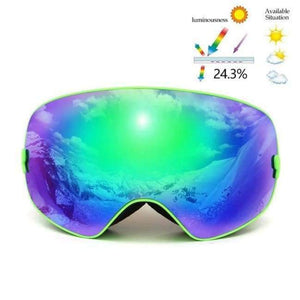 Planet Gates Frame Green Ski Goggles Double Lens UV400 Anti Fog Unisex Snowboard Ski Glasses With Night Vision Ski Lens Snow Eyewear Adult