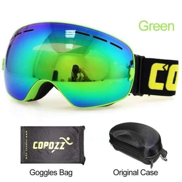Planet Gates Frame green with box / China Ski Goggles Men Women Snowboard Goggles Glasses for Skiing UV400 Protection Snow Skiing Glasses Anti-fog Ski Mask