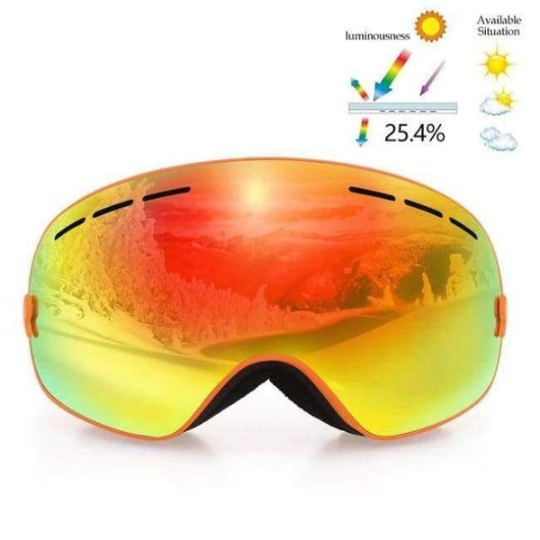 Planet Gates Frame orange Ski Goggles Double Lens UV400 Anti Fog Unisex Snowboard Ski Glasses With Night Vision Ski Lens Snow Eyewear Adult