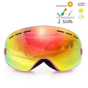 Planet Gates Frame pink Ski Goggles Double Lens UV400 Anti Fog Unisex Snowboard Ski Glasses With Night Vision Ski Lens Snow Eyewear Adult