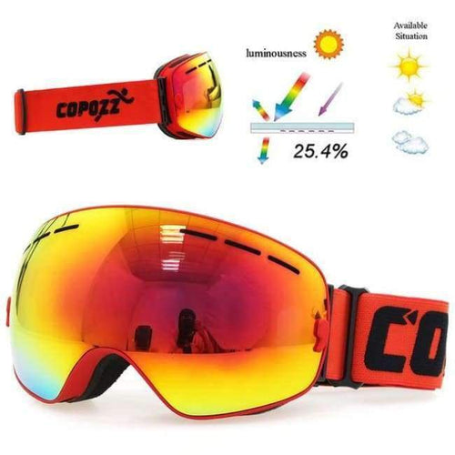 Planet Gates Frame Red / China Ski Goggles Men Women Snowboard Goggles Glasses for Skiing UV400 Protection Snow Skiing Glasses Anti-fog Ski Mask