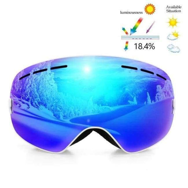 Planet Gates Frame White Ski Goggles Double Lens UV400 Anti Fog Unisex Snowboard Ski Glasses With Night Vision Ski Lens Snow Eyewear Adult