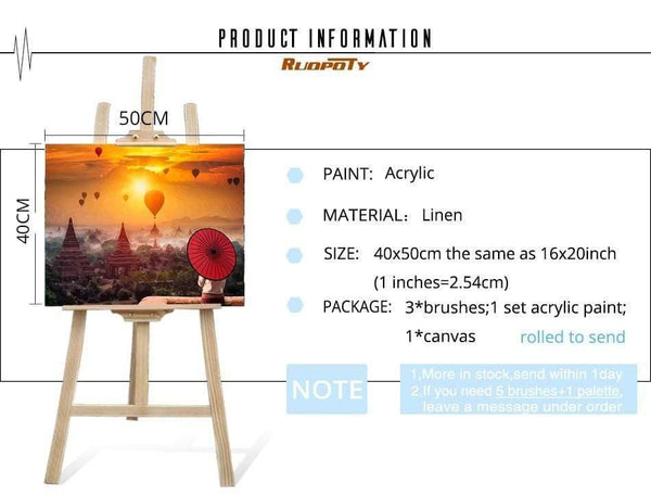 Framed DIY Painting By Numbers Landscape Kit Acrylic Paint On Canvas Modern Wall Art Picture By Numbers For Living Room