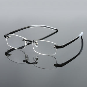 Planet Gates Frameless Blue Light Blocking Reading Glasses Men Women Fashion Rimless Hyperopia Eyeglasses Diopter +1.0 +1.5 +2.0 +2.5 +3.0