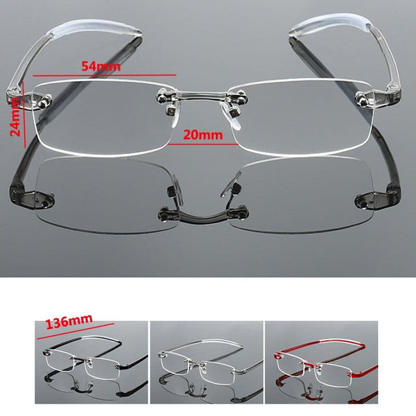 Planet Gates Frameless Blue Light Blocking Reading Glasses Men Women Fashion Rimless Hyperopia Eyeglasses Diopter +1.0 +1.5 +2.0 +2.5 +3.0